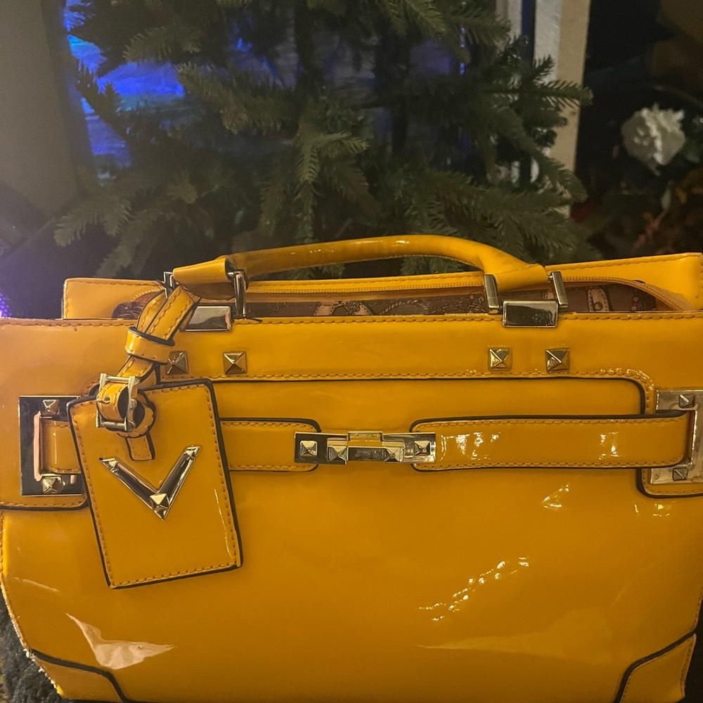 Vibrant Yellow Patent Leather Satchel